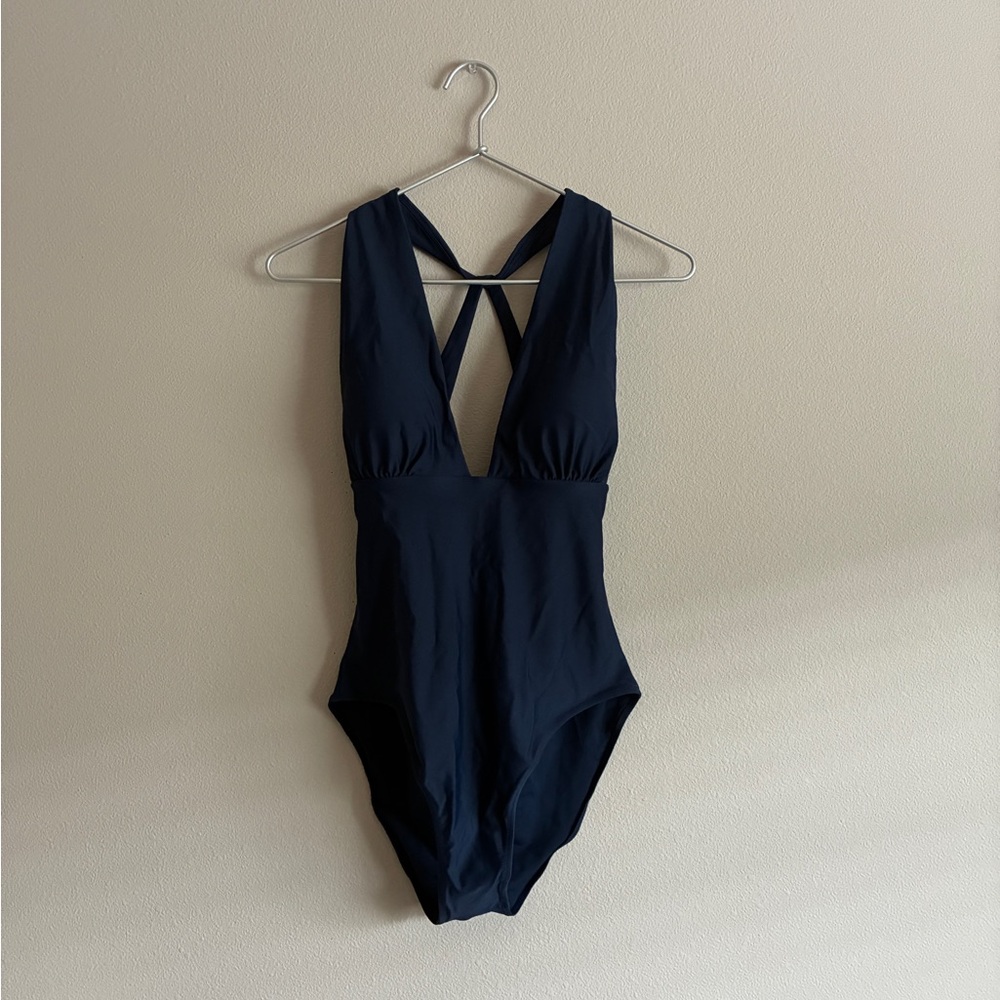 summersalt Plunge One-Piece Swimsuit in Deep Blue